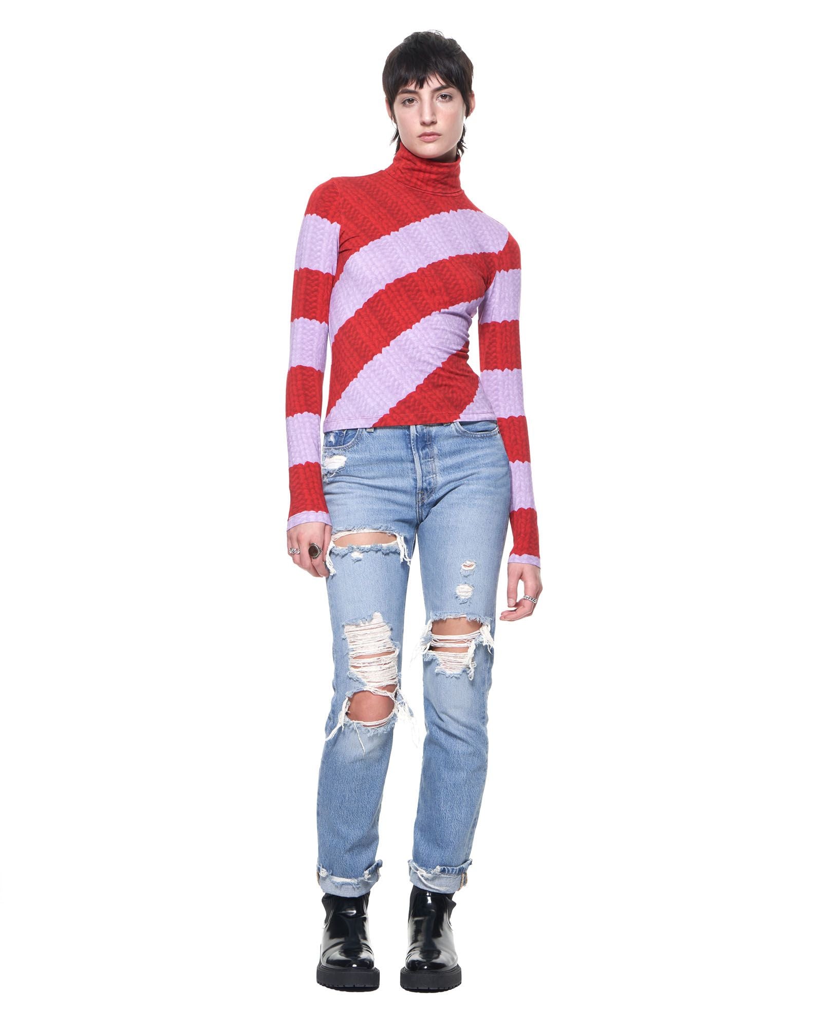 Turtleneck | Red Lilac Stripe