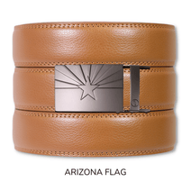 British Tan Leather Ratchet Belt & Buckle Set Nav Image 3