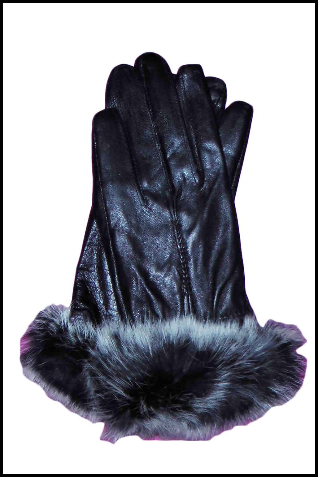 white leather gloves with fur trim