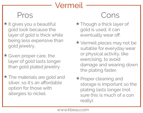 a comparison of pros and cons of vermeil jewelry