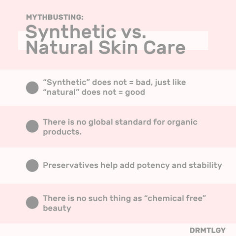 Cuidado de la piel sintético versus natural