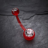 Bio Flexible Shaft Gem Ball Acrylic Belly Button Ring-Red