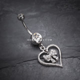Glam Bow-Tie in Heart Belly Button Ring-Clear