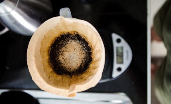 pour-over on coffee scale