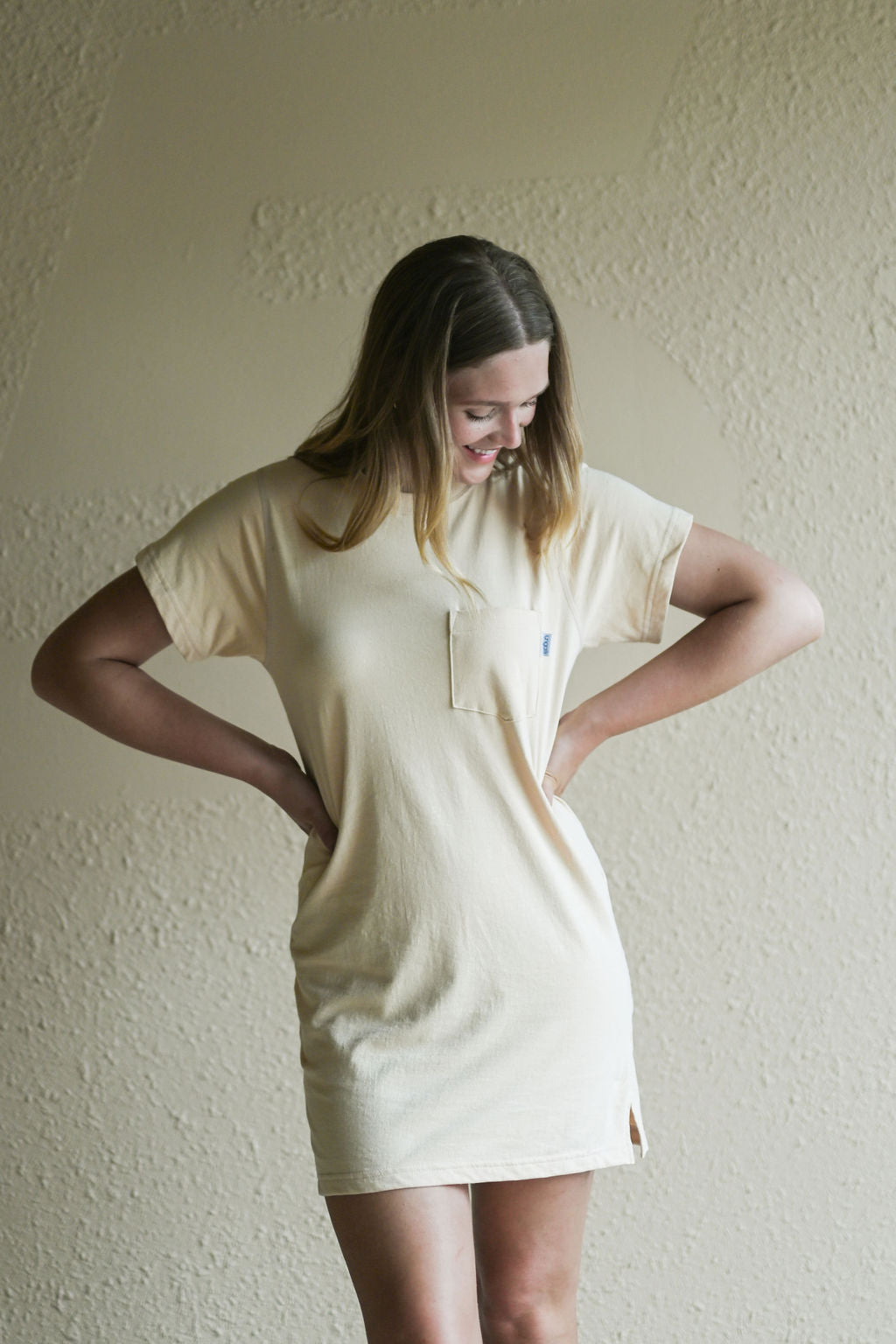 Breezy Beige Recycled T-Shirt Dress – Ungalli Clothing Co.
