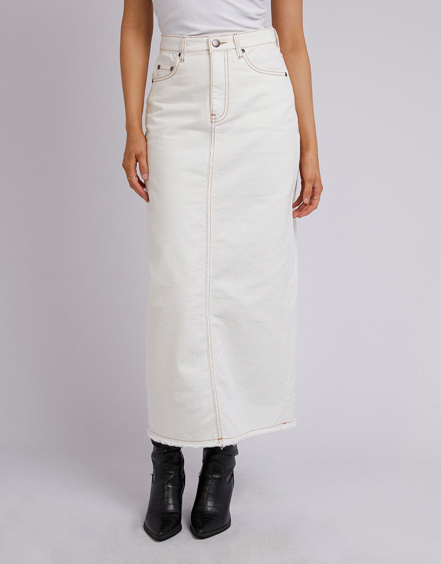 Knoxxy Denim Midi Skirt - Off White