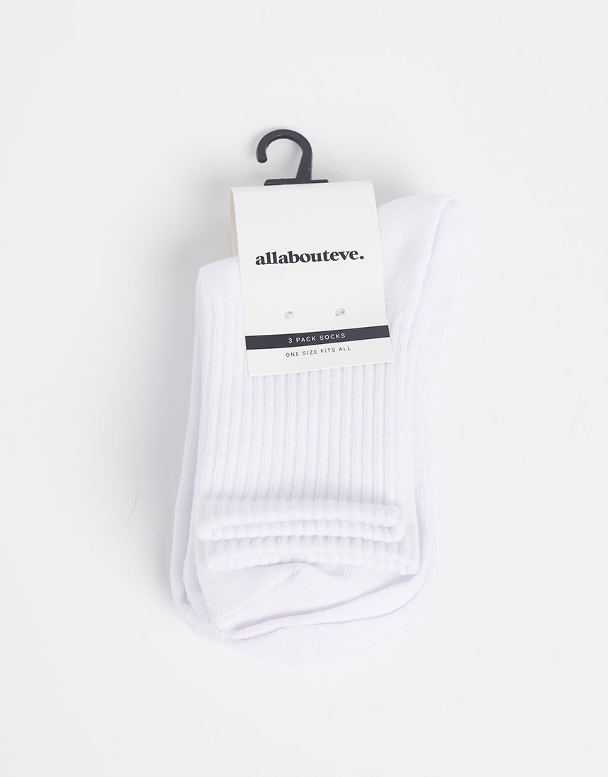 Aae Ankle Socks 3Pk White, Buy Online