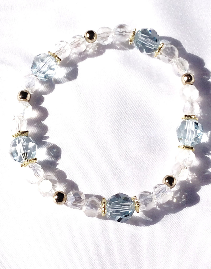 Light blue & Clear Crystal Stretch Bracelet – MAC Jewelry