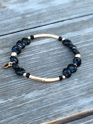 Gold and Black Agate Stretch Bracelet – MAC Jewelry