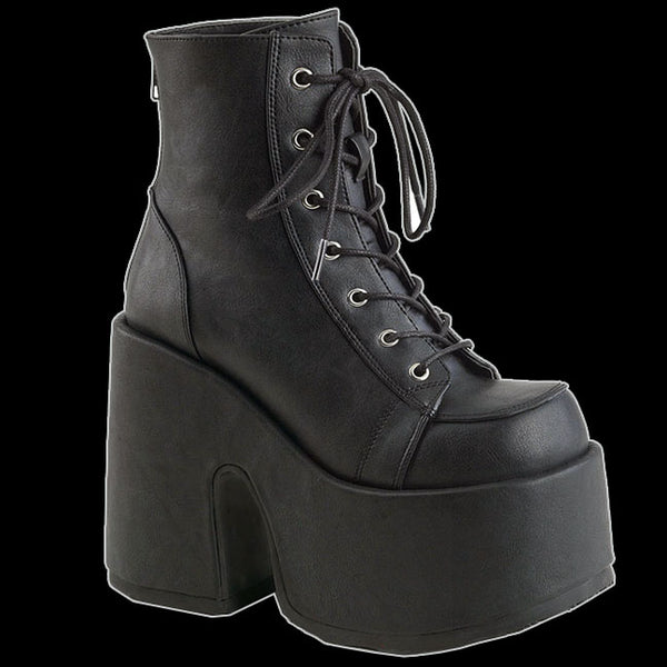 Demonia - Black Faux Leather Platform Heel Boot Camel 203 | Vixens and ...