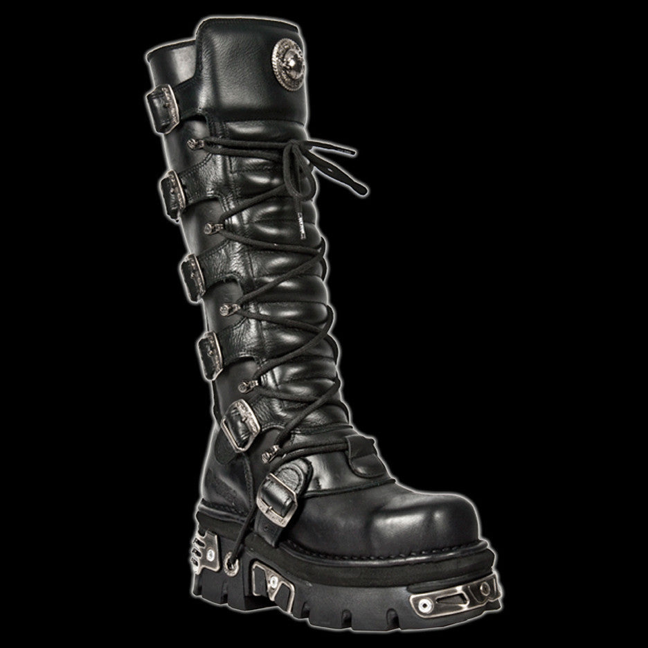 black platform biker boots