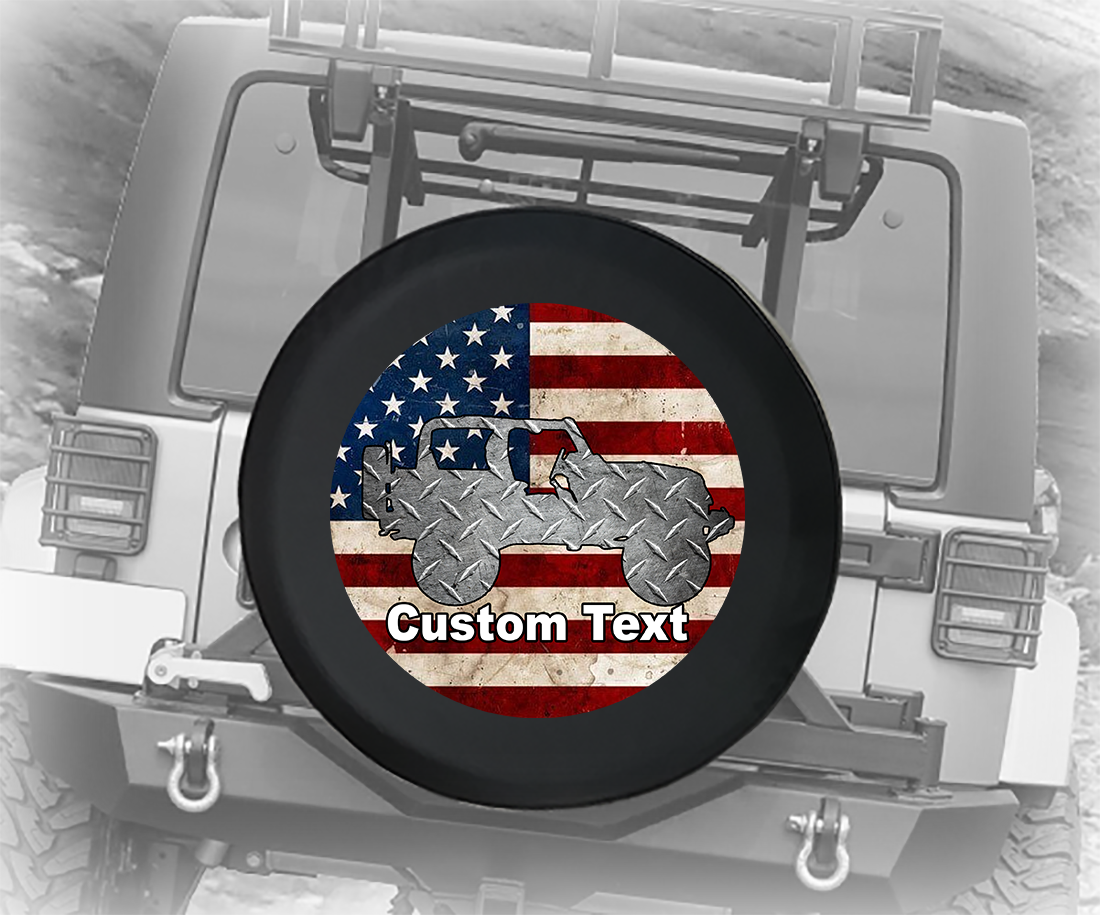 American Flag Vintage Diamond Plate 4x4- Personalized Spare Tire Cover –  TireCoverPro