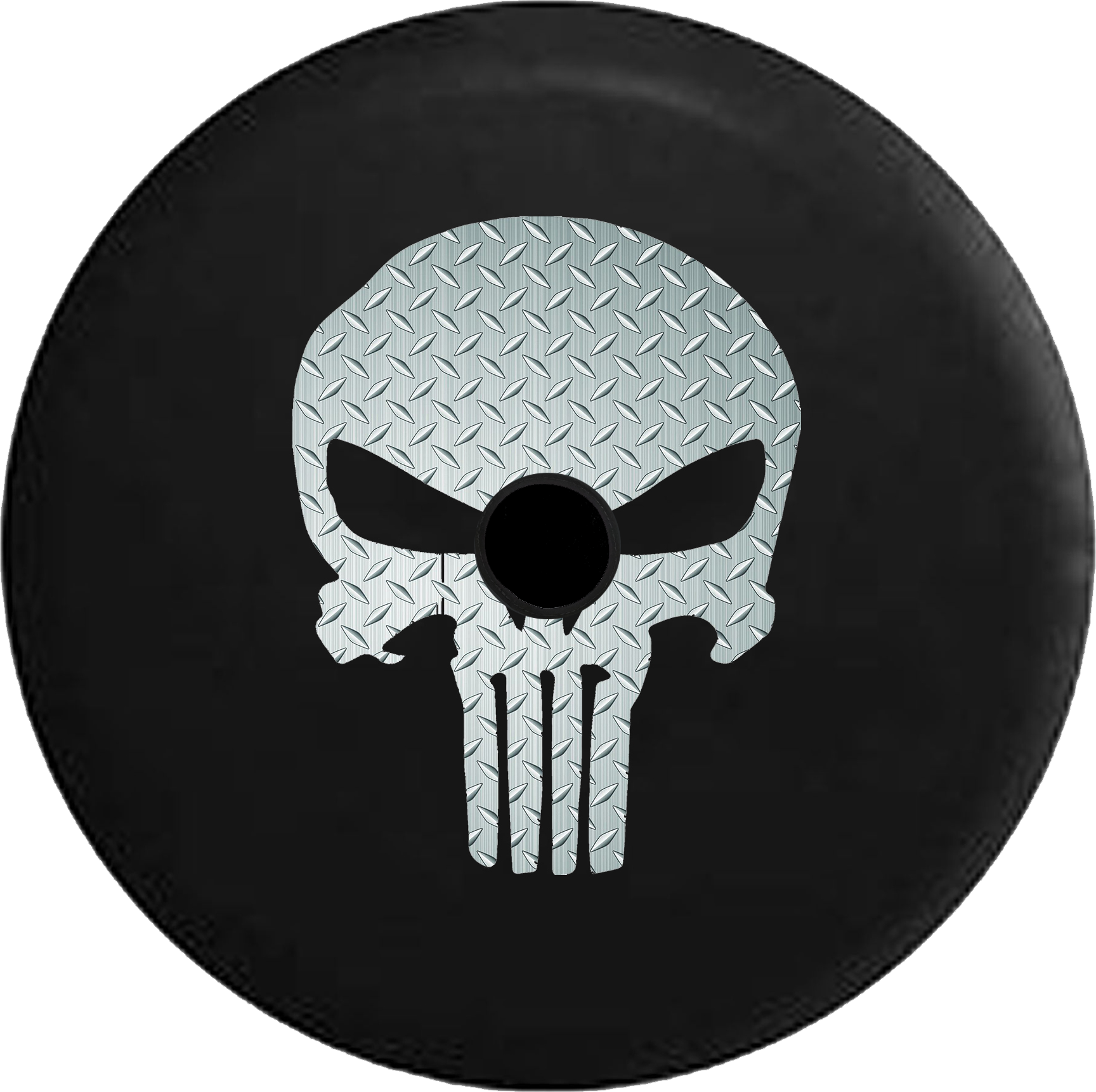 Tire Cover PRO | Brushed Steel Diamond Plate American Patriot Punisher  Skull RV Camper Spare Tire Cover-BLACK-CUSTOM SIZE/COLOR/INK – TireCoverPro