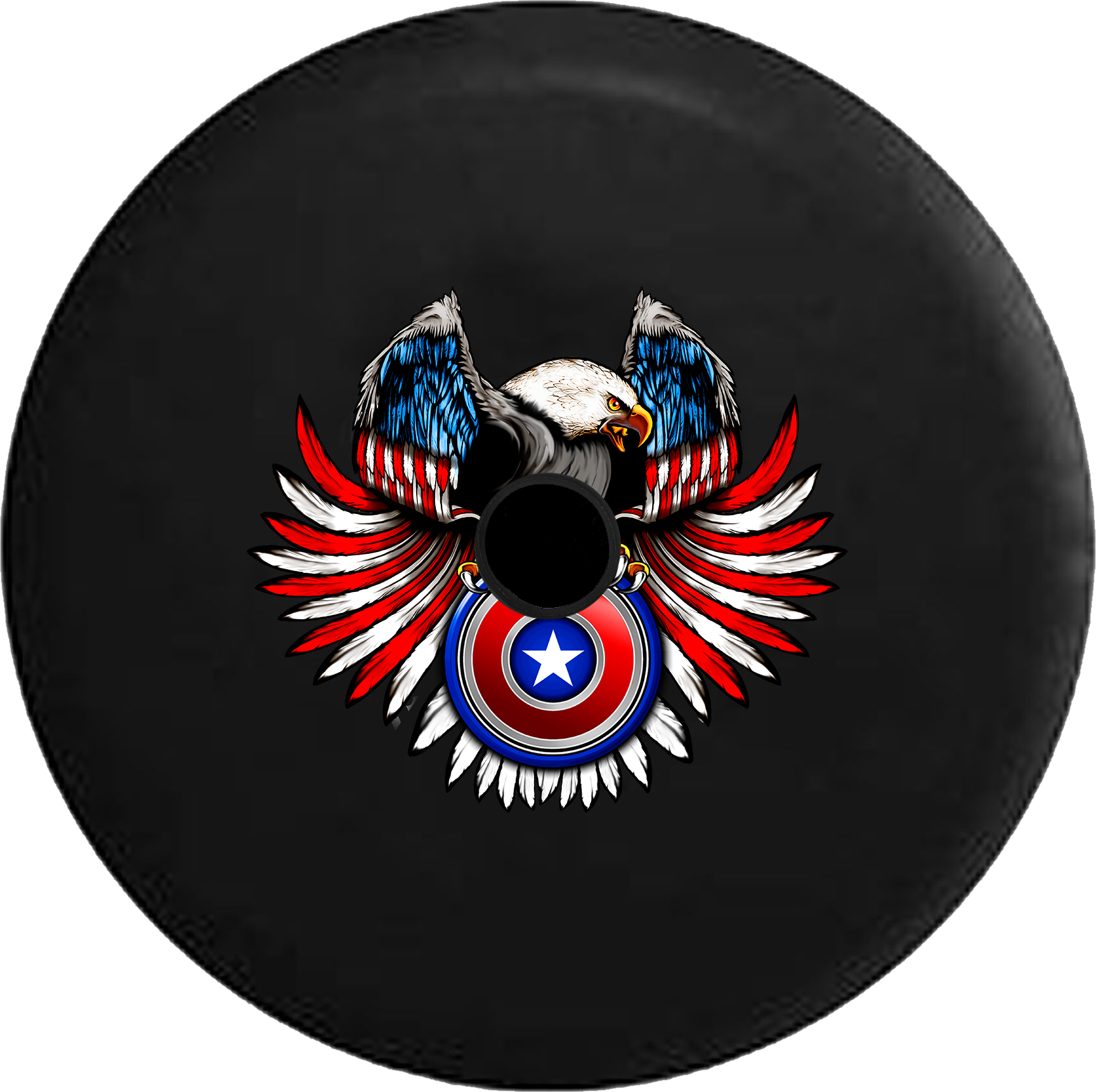 Tire Cover PRO | American Eagle Red White Blue Captain American Shield RV  Camper Spare Tire Cover-BLACK-CUSTOM SIZE/COLOR/INK – TireCoverPro