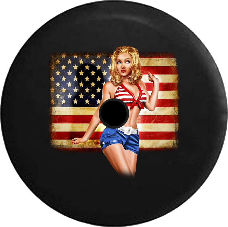 Jeep Wrangler Jl Backup Camera Day American Flag Pinup Girl Bikini 