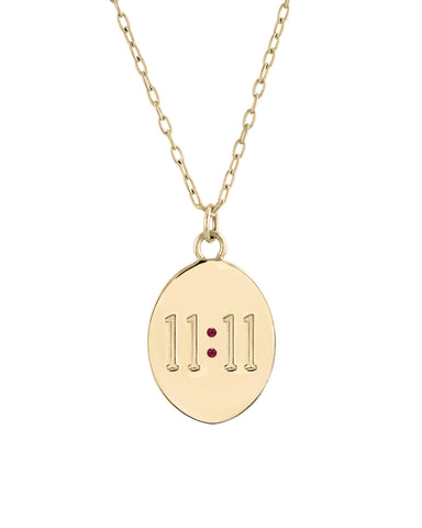 11:11 Necklace, 14k Yellow Gold & Rubies
