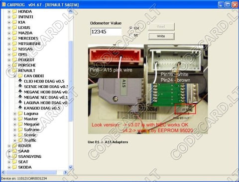 Carprog a4 adapter pinout diagram