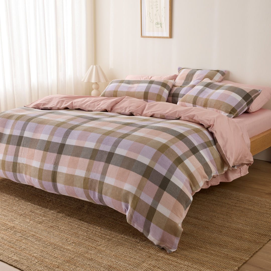 Tully Cotton Waffle - Pixie Gingham Quilt Cover