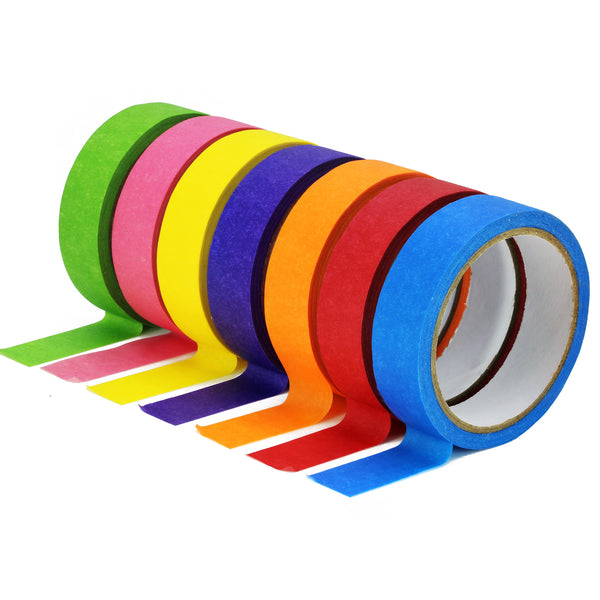 TradeGear Colored Masking Tape 7 Pk – 1 Inch x 15 Yards (45 Ft) - Rain ...