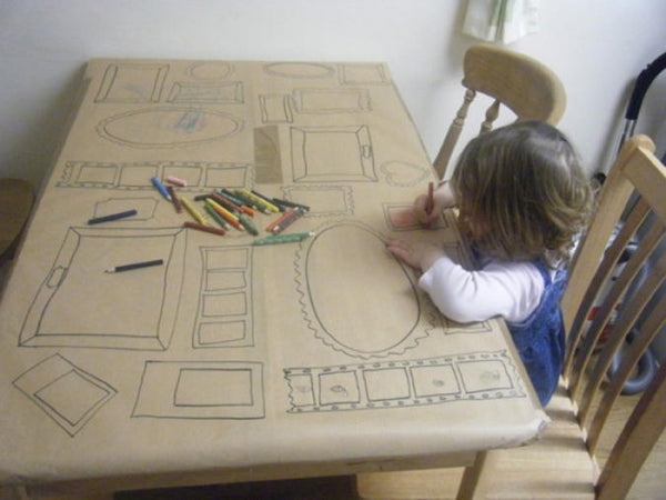 long brown paper roll table cover