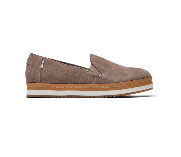taupe suede slip on sneakers