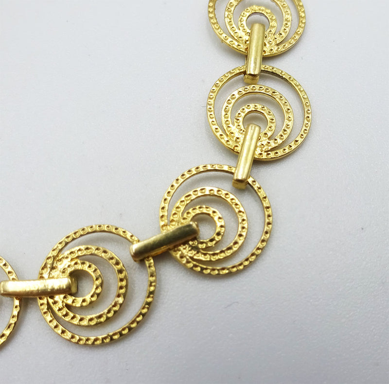 9ct Yellow White Gold Triple Circle Ladies T Bar Fastening Bracelet  7.25inch 5.5g - Richard Miles Jewellers