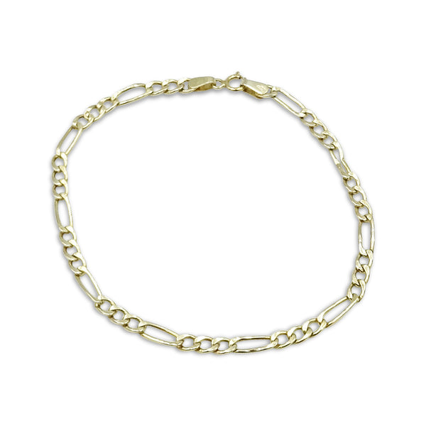 A flat Figaro link bracelet in 9ct yellow gold, finishin… | Drouot.com