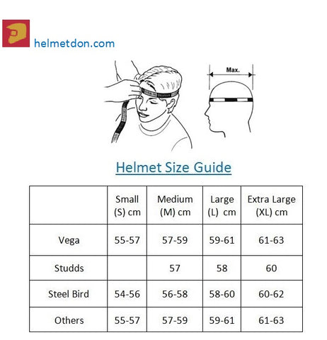 Road Bike Helmet Size Chart