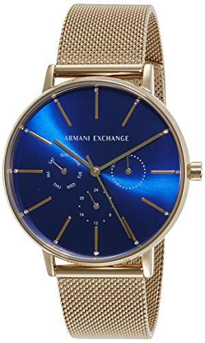 armani silver watch blue face