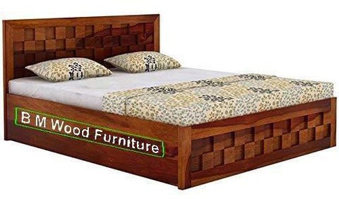Buy Howler Bed With Side Storage King Size Honey Finish Online In India Get Wooden Howler Bed Wi Bedroom Furniture Design Sofa Bed Design Bed Design Modern
