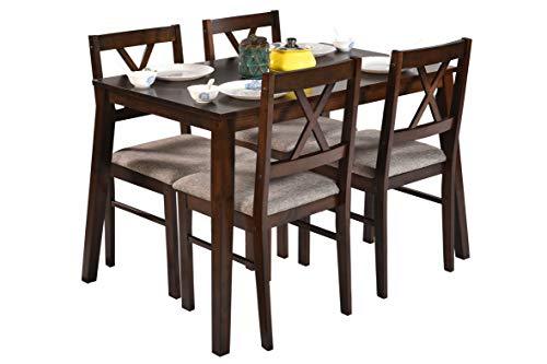 Deckup Barbados Four Seater Dining Table Set Rubber Wood Wenge
