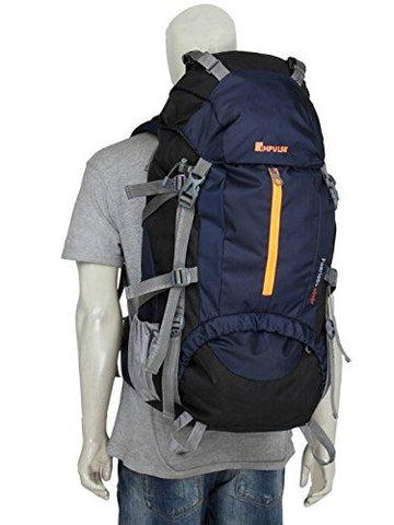 impulse 65 ltrs blue trekking backpack