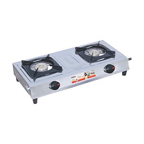 Inalsa Excel Stainless Steel 2 Burner Gas Stove Silver Black