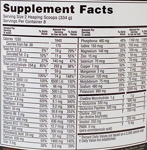 serious mass nutrition optimum label gain protein powder weight