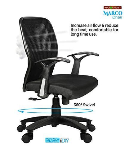 Savya Home Apex Plastic Chairs Marcozy Star Base Medium Back Office Chair Standard Black