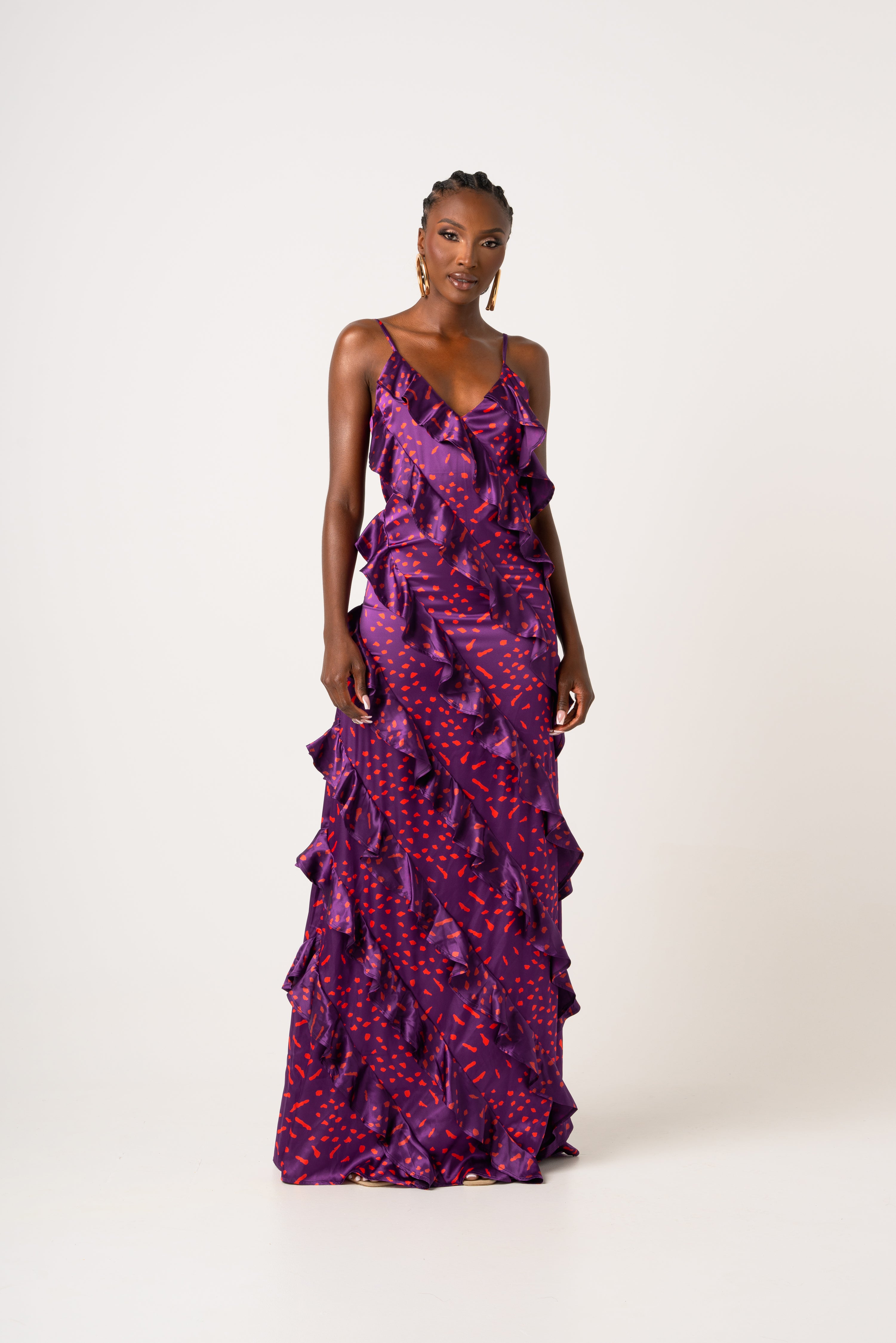 AMINAH RUFFLE MAXI DRESS – OFUURE