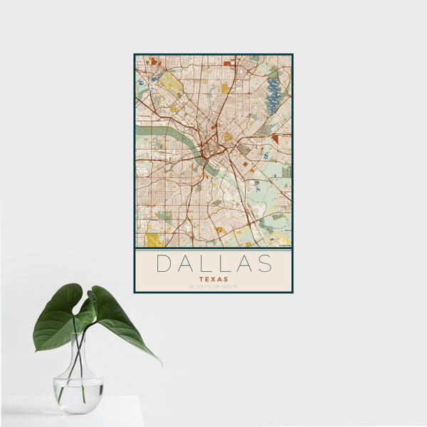 Dallas - Texas Map Print in Woodblock