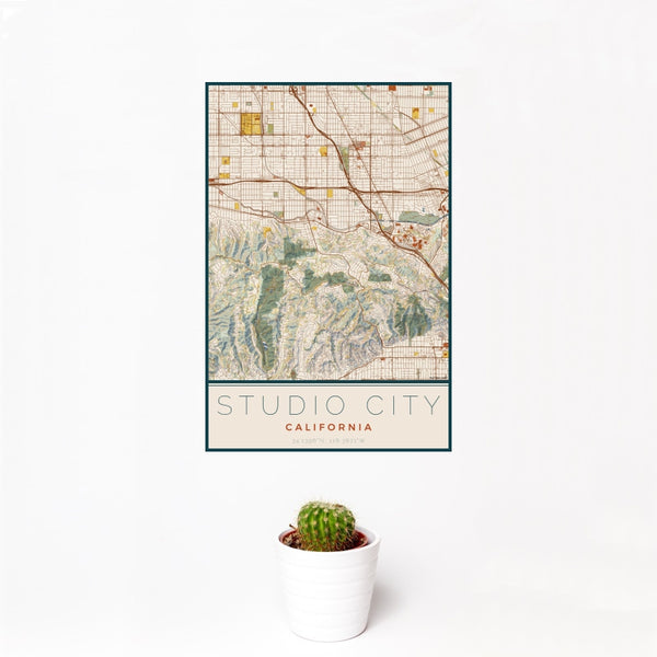 Studio City - California Map Print in Woodblock