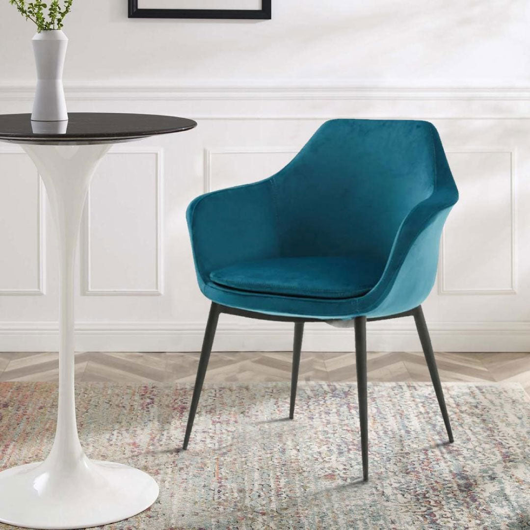 Velvet Upholstered Dining Chair with Padded Seat