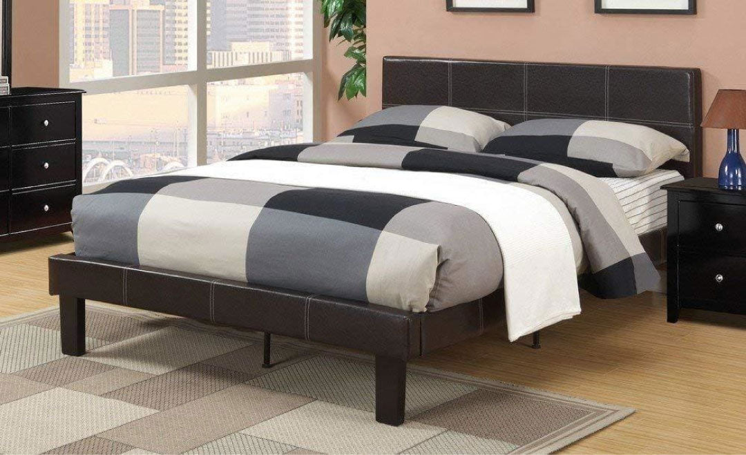 Leather Upholstered Bed With Slats
