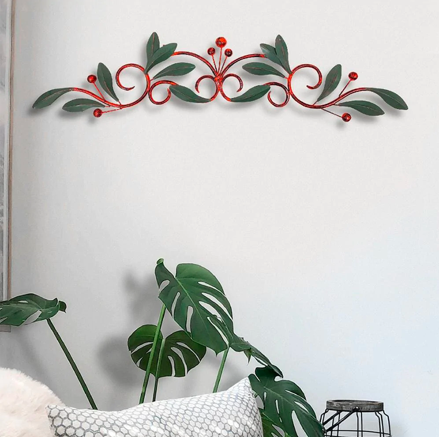 32 Inch Olive Branch Metal Wall Decor