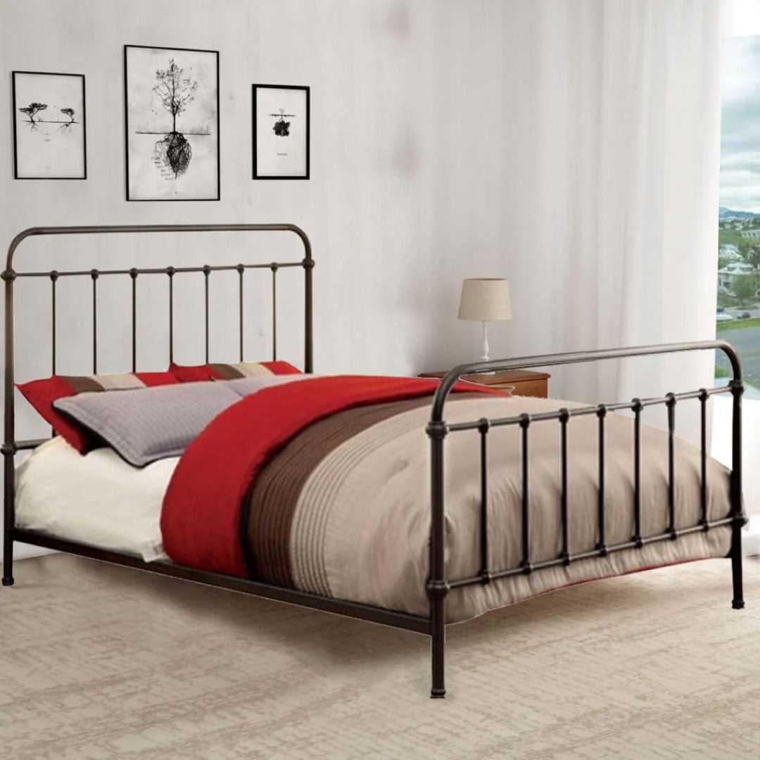 Metal Queen Size Platform Bed with Headboard & Footboard