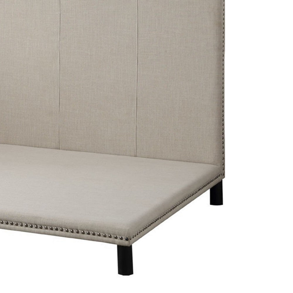 Full Size Daybed with Nailhead Trim and Rounded Legs, Beige By Casagear Home - Image 4
