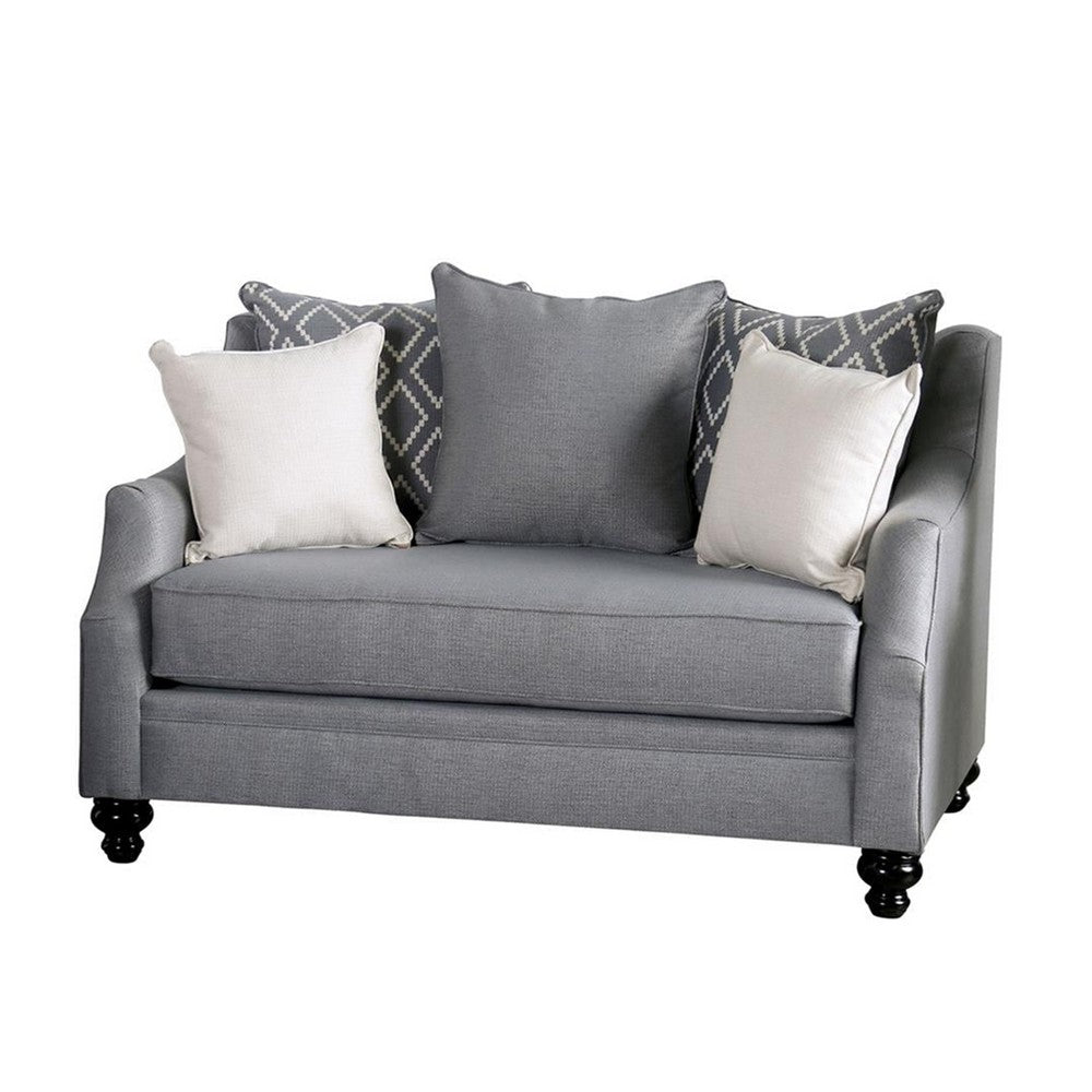 Efyn Sofa and Loveseat Set, Loose Pillow Back, Light Gray Burlap Weave - Image 3