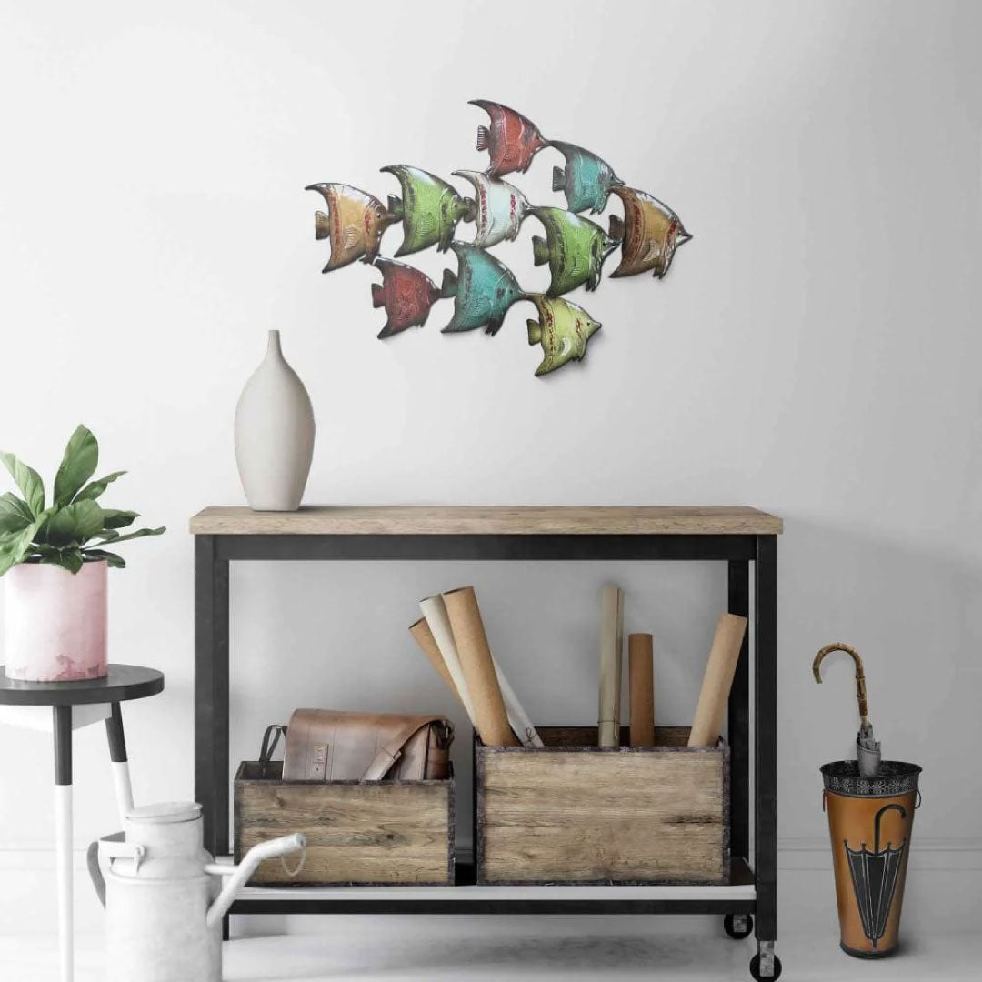 Three Dimensional Hanging Metal Fish Wall Art Decor