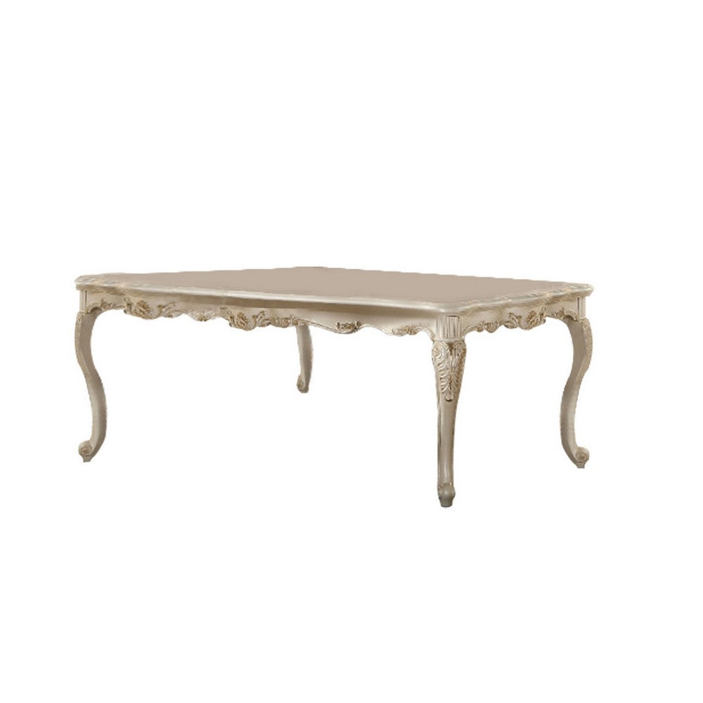 Alluring Dining Table, Marble & Pearl White By Acme