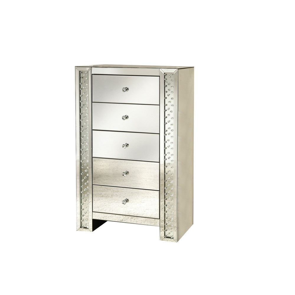 Mirrored Chest With 5 Drawers, Mirror-acme
