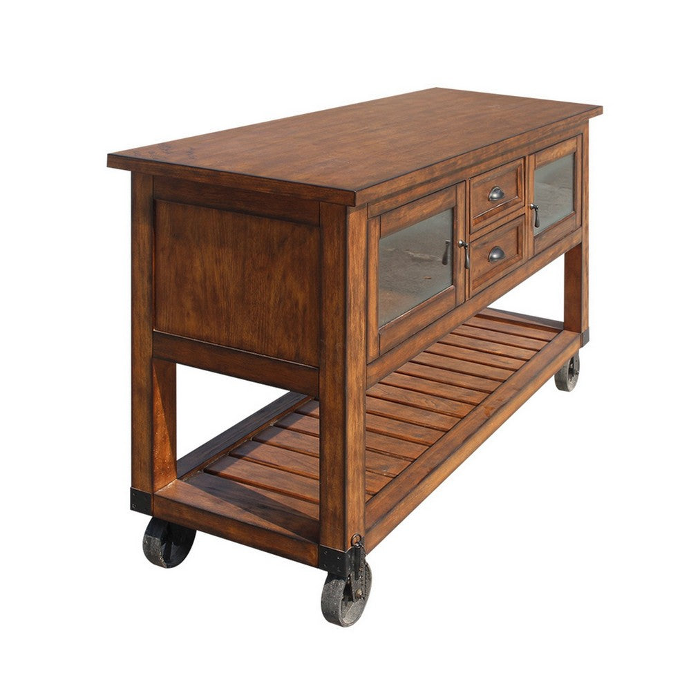 Wooden Kitchen Cart, Distress Chestnut Brown By Acme