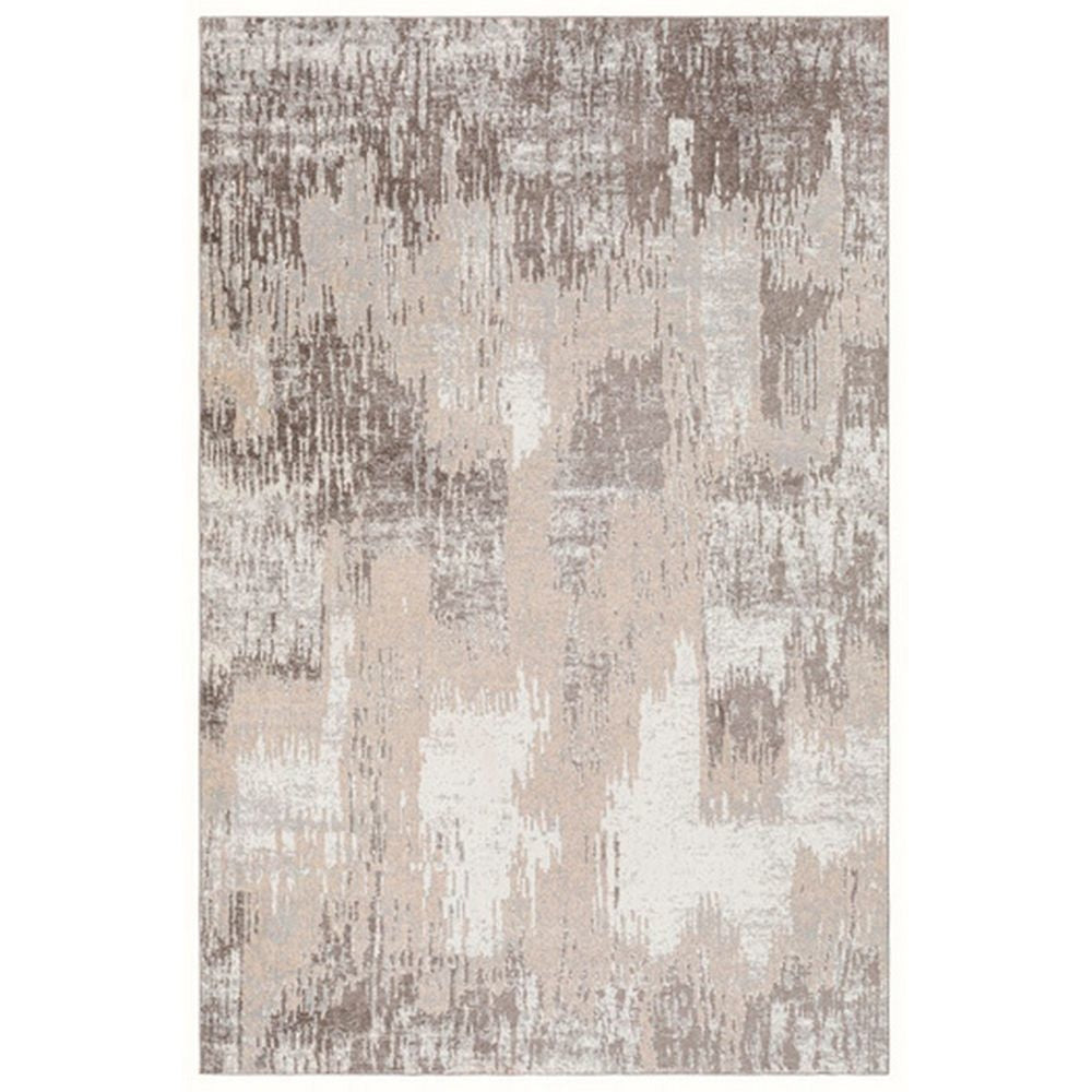 Wyn 10 x 8 Large Soft Fabric Floor Area Rug, Washable, Abstract Pattern, Gray, Beige By Casagear Hom