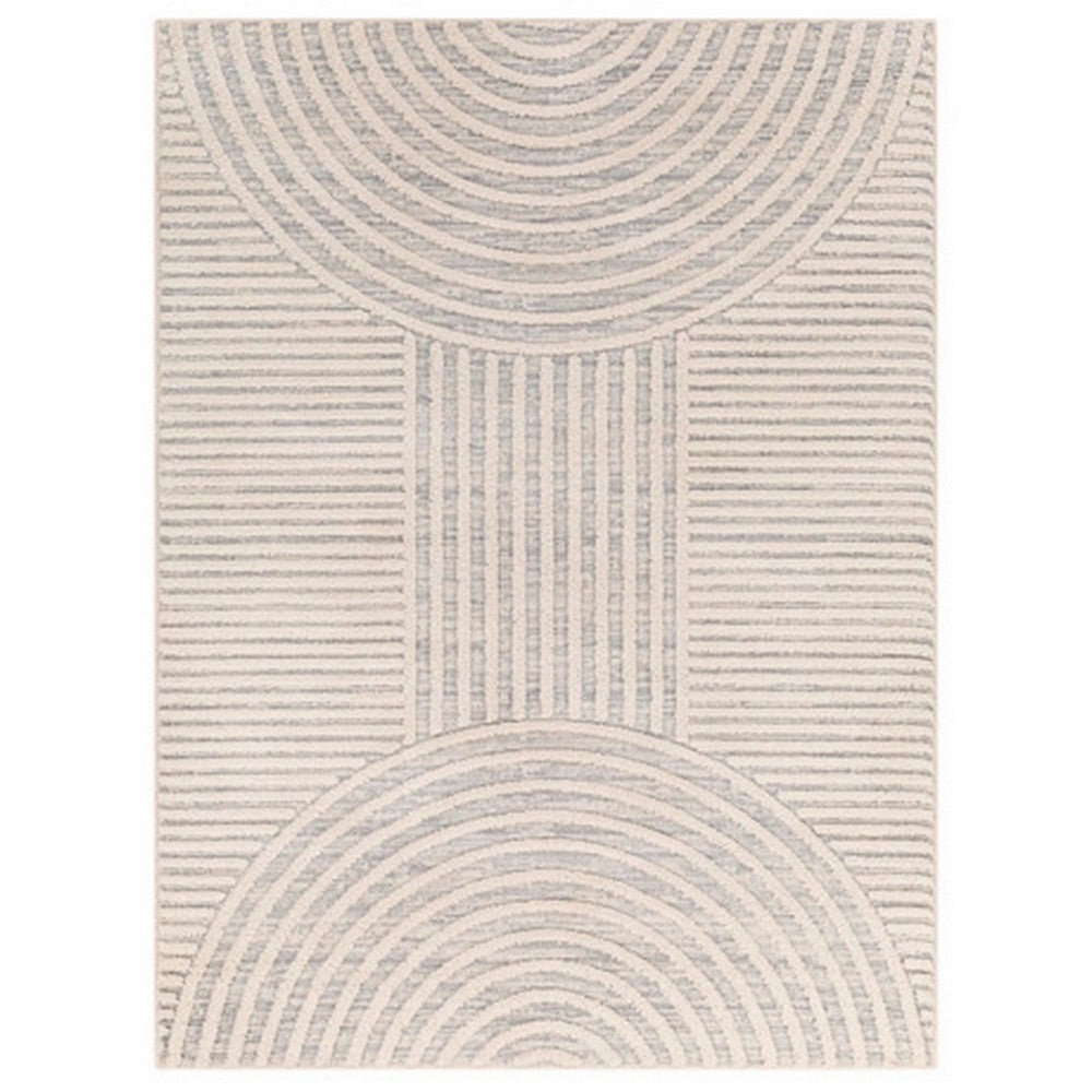 5 x 7 Modern Area Rug, Simple Geometric Design, Soft Fabric, Cream, Gray By Casagear Home